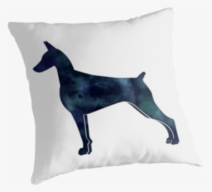 Doberman Pinscher Black Watercolor Silhouette By Tripoddogdesign - Cushion, HD Png Download, Free Download