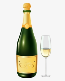 Bottle Of Champagne Png - Wine Glass, Transparent Png, Free Download