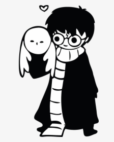 Harry Potter And Severus Snape Digital Clipart Design - Harry Potter And Hedwig Cartoon, HD Png Download, Free Download