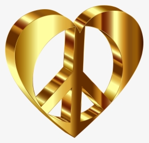 3d Peace Heart Mark Ii Gold Variation 2 Enhanced Contrast, HD Png Download, Free Download