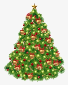 Christmas Tree Clipart With Decoration Png Image - Christmas Tree With Bells, Transparent Png, Free Download