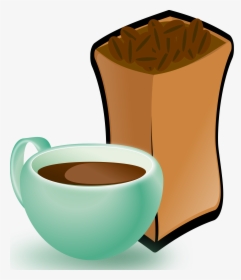 Cup Of Coffee With Sack Of Coffee Beans Clip Arts - Coffee Beans Clip Art, HD Png Download, Free Download