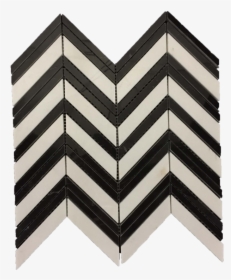 White Thassos Chevron With Black Strips Mosaic Polished - Chevron Floor Tile Black White, HD Png Download, Free Download