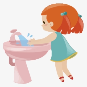 Clipart Girl Washing Hands, HD Png Download, Free Download