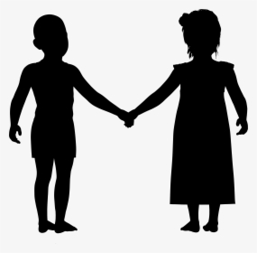 Silhouette Holding Hands Family Clip Art - Boy And Girl Silhouette Png, Transparent Png, Free Download