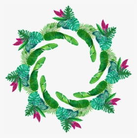 Hand Painted Green Flower Wreath Png Transparent - Illustration, Png Download, Free Download