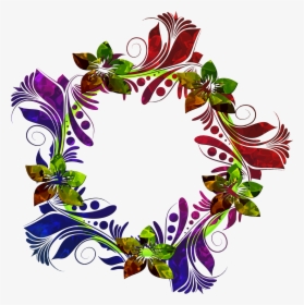 Colorful Floral Wreath Clip Arts - Birthday Card Flower Design Png, Transparent Png, Free Download
