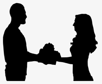Silhouette Couple Valentine"s Free Picture - Giving Gift Silhouette, HD Png Download, Free Download