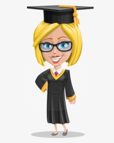 Girl In Graduation Gown And Cap Cartoon Vector Character - Girl With Graduation Cap Cartoon, HD Png Download, Free Download
