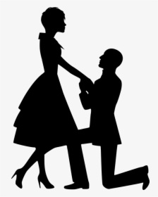 Silhouette, Lovers, Couple, Love, Proposal, Engagement - Proposing Couple, HD Png Download, Free Download