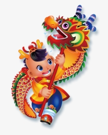 Dragon Dance Lion Dance Chinese New Year Cartoon Illustration - Lion Dance Cartoon Chinese New Year, HD Png Download, Free Download