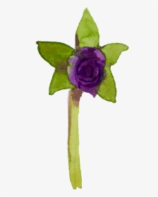 Purple Hand Painted Small Flower Watercolor Transparent - Watercolour Transparent Purple, HD Png Download, Free Download
