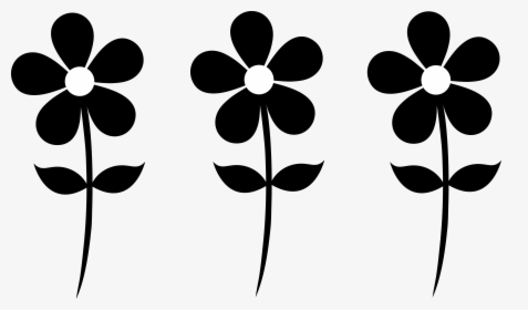 Black Silhouette Daisies - Flower Clip Art Transparent Background, HD Png Download, Free Download