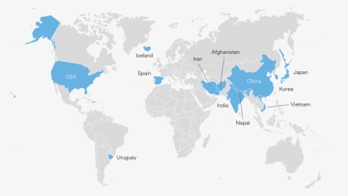 Map Highlighting The Countries Bluecart Staff Are From - World Map, HD Png Download, Free Download