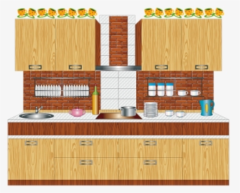 Kitchen Design, Wood, Brick, Countertop, Kitchen - Kitchen, HD Png Download, Free Download