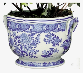 Blue & White Floral Cachepot - Blue And White Porcelain, HD Png Download, Free Download
