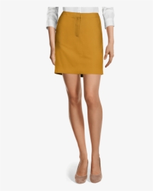 Mustard High Waisted Short Pencil Skirt-view Front - Short Yellow Pencil Skirt, HD Png Download, Free Download