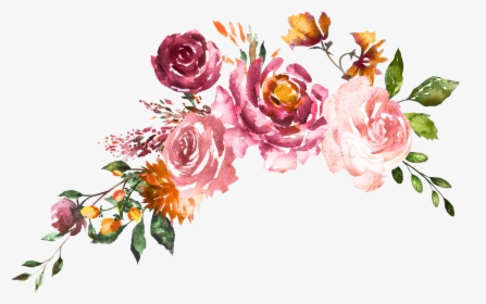 Flores En Acuarela - Rose, HD Png Download - kindpng