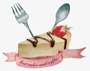 Clip Art Cake And Spoon - Watercolor Ribbons, HD Png Download, Free Download