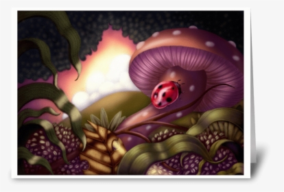 Lady Bug On Mushroom Greeting Card - Turkey, HD Png Download, Free Download