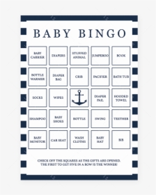 Nautical Printable Baby Bingo Cards By Littlesizzle - Circus Party Thank You, HD Png Download, Free Download