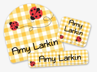 Ladybug Labels On Gingham For School, HD Png Download, Free Download