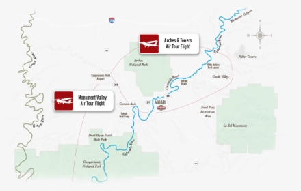 Moab Air Tours Map - Fisher Towers Rafting Map, HD Png Download, Free Download