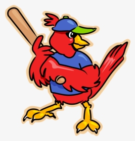 Vector Illustration Of Red Cardinal Bird Plays Baseball - Cardinal With Bat Clipart, HD Png Download, Free Download