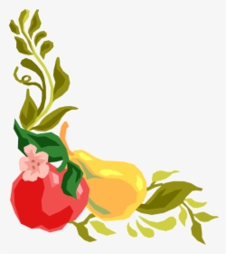 Vector Illustration Of Apple And Pear Fruit And Vine - Border Fruit Vector Png, Transparent Png, Free Download