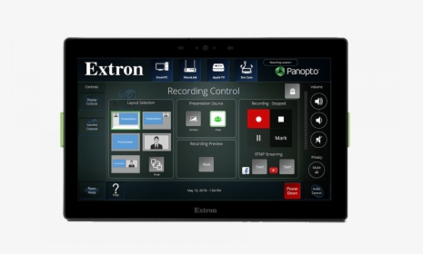 One-touch Video Capture With Panopto And Extron"s Touchpanel - Extron Electronics, HD Png Download, Free Download