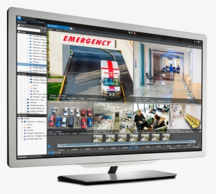 A Computer Monitor Displays Video Surveillance Inside - Lcd Tv, HD Png Download, Free Download