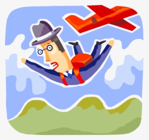 Vector Illustration Of Businessman Skydiver Jumps From - Cartoon, HD Png Download, Free Download