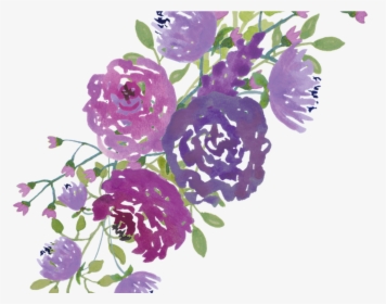 Transparent Bridal Shower Flower Clipart - Watercolor Purple Flowers Clipart, HD Png Download, Free Download