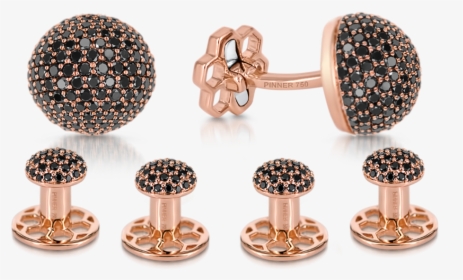 Sphere Tuxedo Studs And Sphere Cufflinks With Black - Black Gold And Diamond Cufflinks, HD Png Download, Free Download
