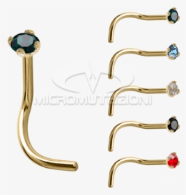 18k Gold Prong Set Jewelled Nose Stud Nose Studs & - Body Jewelry, HD Png Download, Free Download