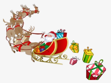 Sleigh Clipart Christmas Sleigh Ride - Santa With Sleigh Png, Transparent Png, Free Download