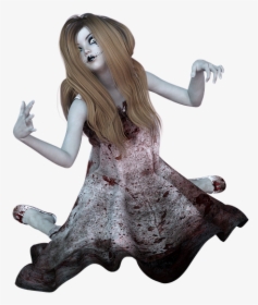 Woman, Zombie, Halloween, Costumes, Cosplay, Sitting - Figurine, HD Png Download, Free Download