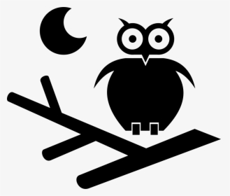 Owl At Night - Eule Mond Clipart Schwarz Weiß, HD Png Download, Free Download