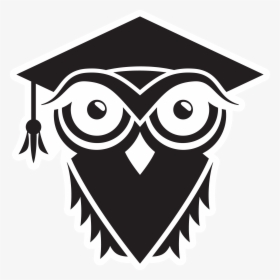 Black And White Illustration Of An Owl Wearing A Mortarboard - Owl, HD Png Download, Free Download