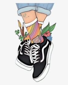 Tumblr Shoes Drawings Drawing Tumblrgirl Png Shoe Drawings - Vans Drawing, Transparent Png, Free Download