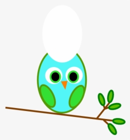 Blue Green Owl On A Branch Svg Clip Arts - Pink And Green Owl, HD Png Download, Free Download