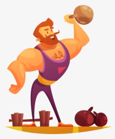 Hand Drawn Strong Man Weightlifting Elements - Circus Strong Man Cartoon, HD Png Download, Free Download