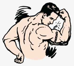 Free Clipart Of A Man Flexing And Breaking A Chain - Man Flexing Muscles Clipart, HD Png Download, Free Download