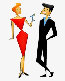 Man And Woman, Party, Retro Man, Retro Woman - Woman And Man Illustration Png, Transparent Png, Free Download