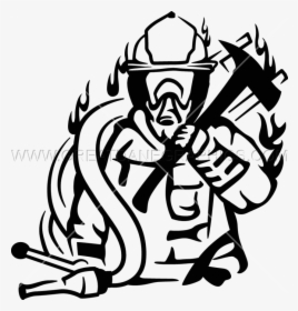 Download Fireman Graphic Black And White Clipart Firefighter - Fireman Clipart Black And White, HD Png Download, Free Download