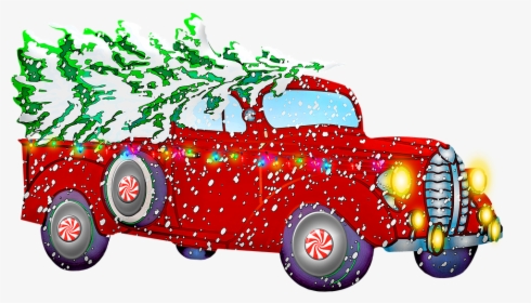 Christmas Retro Car, Santa Claus, Gifts, Christmas - Christmas Car Png, Transparent Png, Free Download