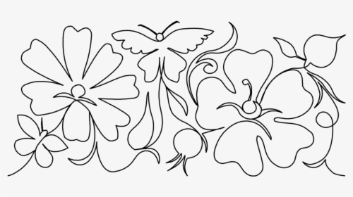 Butterfly And Rose - Line Art, HD Png Download, Free Download