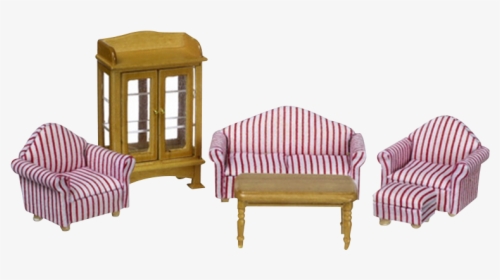 1/2 Inch Scale Dollhouse Miniature Oak & Striped Pattern - Miniature Dollhouse Furniture 1 24 Scale, HD Png Download, Free Download