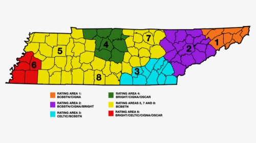 2019 Tennessee Health Insurance Carrier Coverage Map - Map Of Rating Area Health Insurance, HD Png Download, Free Download