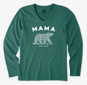Women"s Tribal Mama Bear Long Sleeve Crusher Vee - Life Is Good, HD Png Download, Free Download